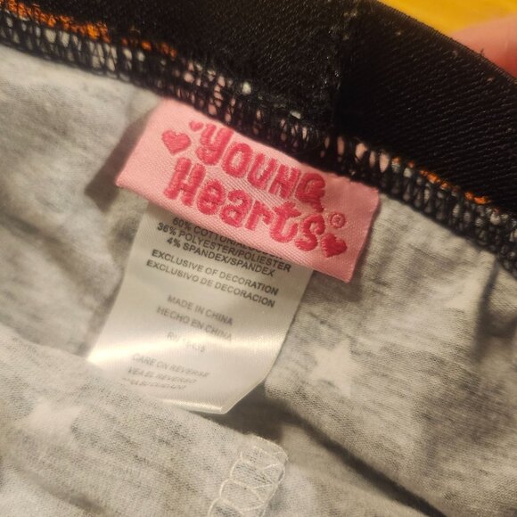 Young Hearts Girls 4T Orange Tulle Skirt Black Star Print Halloween Leggings - Picture 6 of 7